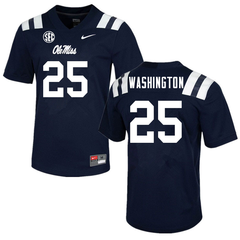 Men #25 Trey Washington Ole Miss Rebels College Football Jerseys Sale-Navy